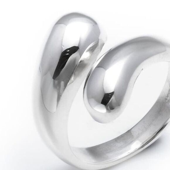 Silver Plated Adjustable Minimalist Drop Band Jewelry Rings - Picture 1 of 9